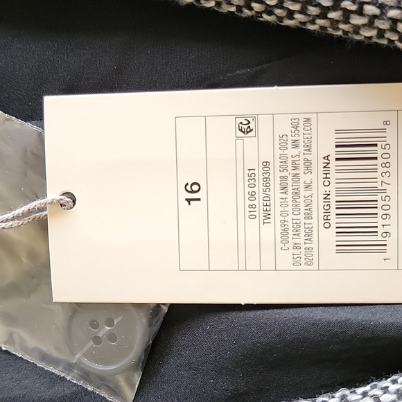 a. new day Tweed Wool Blend Jacket Black White Gray size 16 NWT - Picture 13 of 16